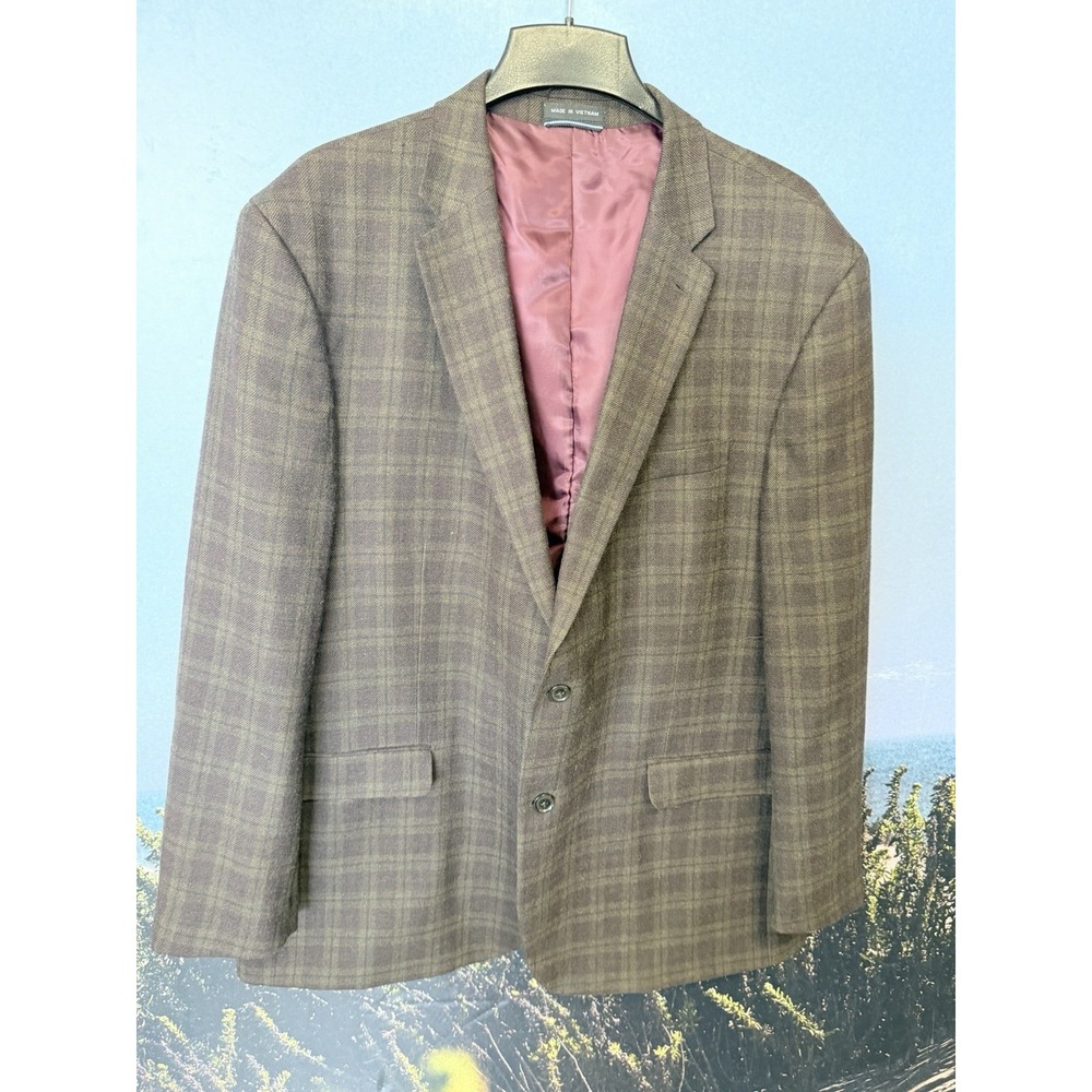 Tommy Hilfiger Men's 50L Plaid Wool Blazer Sport Coat Classic‎ Fit